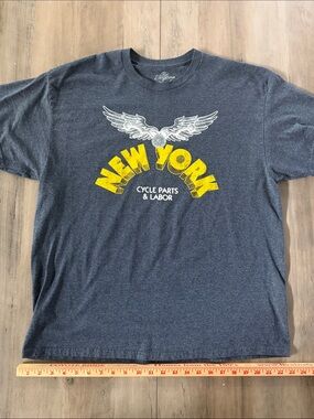 Men's XL Kid Dangerous New York Cycle Graphic Tee - Navy with Yellow Print